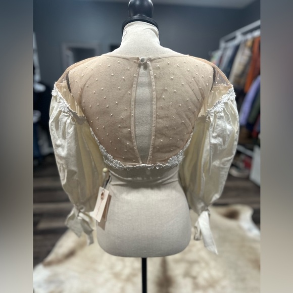 Rare NWT For Love And Lemons Creamsicle Crop Top Linen Embroidered Medium Sheer - Picture 8 of 13
